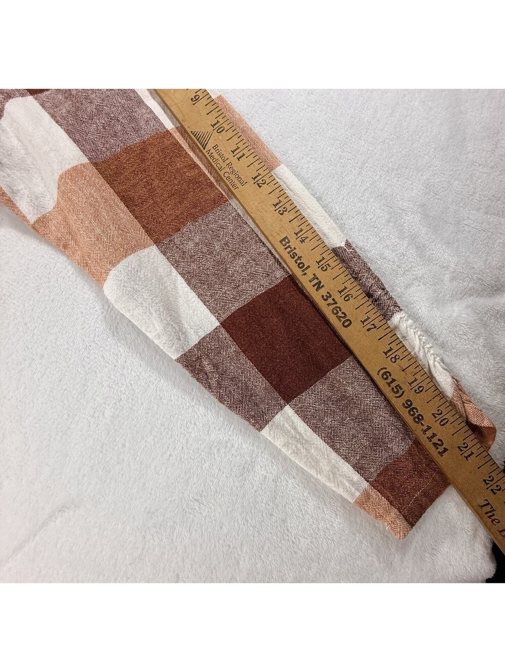 Soft Surroundings XL Linen Blend Plaid Tunic Shirt Rust Brown Button Front - Picture 8 of 13